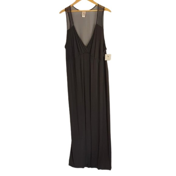 NWT Natori Empire Waist Maxi Dress Black Plunge l Size‎ 3X - Picture 1 of 11